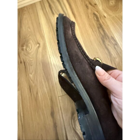 Gucci Mens Dark Brown Chocolate Suede Gold Horse-bit Buckle Loafers Size 10 - Picture 8 of 14
